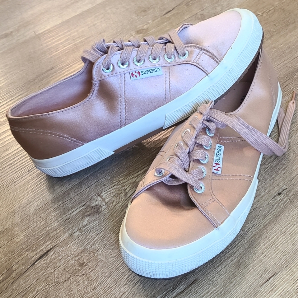 Superga Blush Satin Lace-Up Sneakers US 9/EU 40